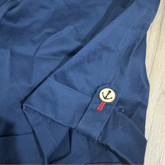 Brooks Brothers Women’s Sz 2 Navy Anchor Button Shirts Rolled Hem Nautical - Picture 4 of 8